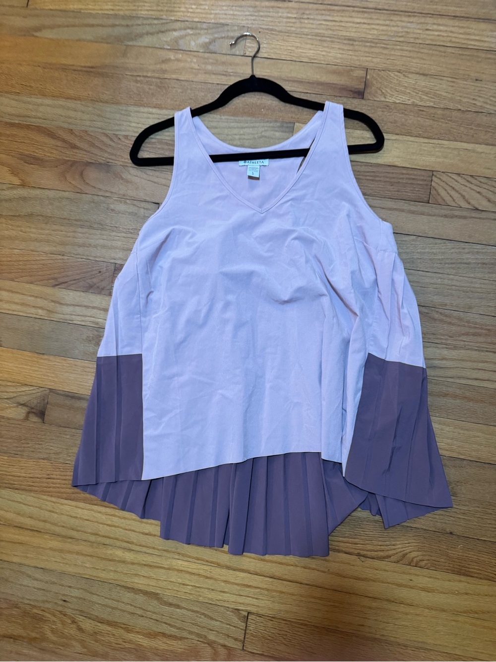 Athleta Light Pink/purple Tank with Mauve Pleated Hem